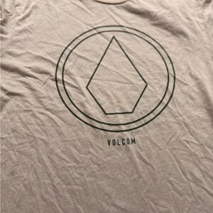 Volcom Light Beige Crew Neck Tee with Dark Green Logo